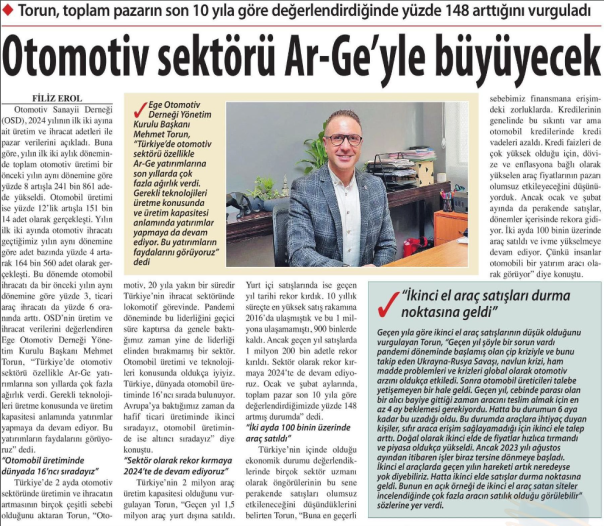Otomotiv Sektörü Ar-Ge'yle Büyüyecek