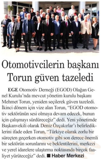 Dokuz Eylül Gazetesi 03.04.2024 - Otomotivcilerin Başkanı Torun Güven Tazeledi