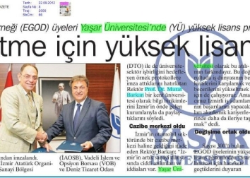 Yaşar Üniversitesi Yüksek Lisans Protokolü