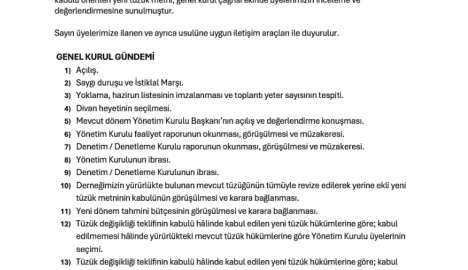 EGE OTOMOTİV DERNEĞİ (EGOD) SEÇİMLİ OLAĞAN GENEL KURUL ÇAĞRISI